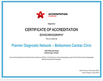 Certificate of Accreditation - Echocardiography - Premier Diagnostic Network - Bellesmere Cardiac Clinic